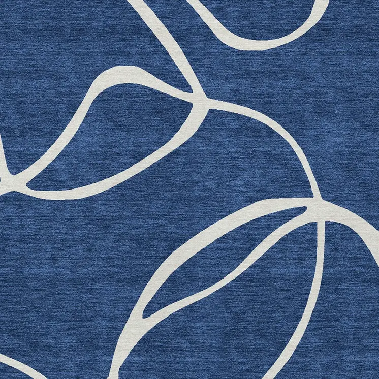 8' X 10' Navy Blue And Ivory Abstract Washable Indoor Outdoor Area Rug