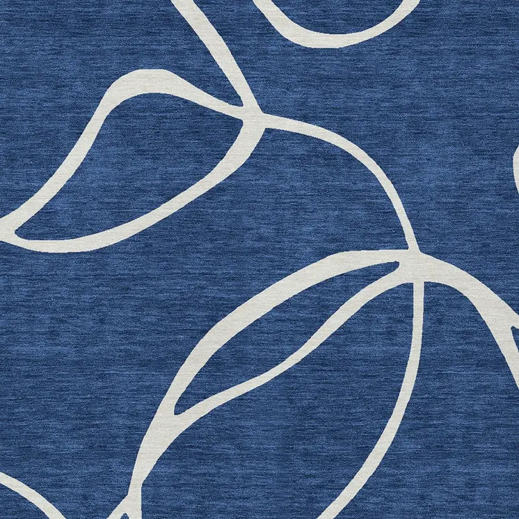 9' X 12' Navy Blue And Ivory Abstract Washable Indoor Outdoor Area Rug