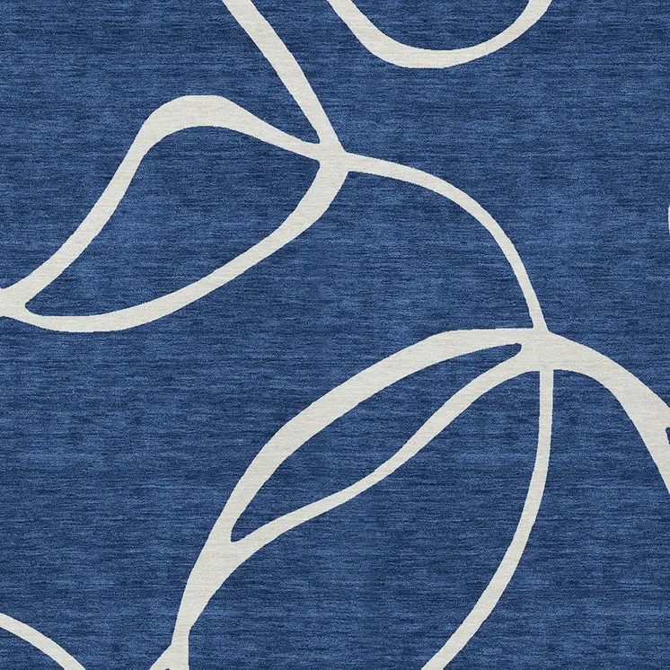 10' X 14' Navy Blue And Ivory Abstract Washable Indoor Outdoor Area Rug