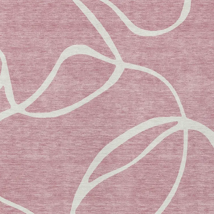 9' X 12' Pink And Ivory Abstract Washable Indoor Outdoor Area Rug