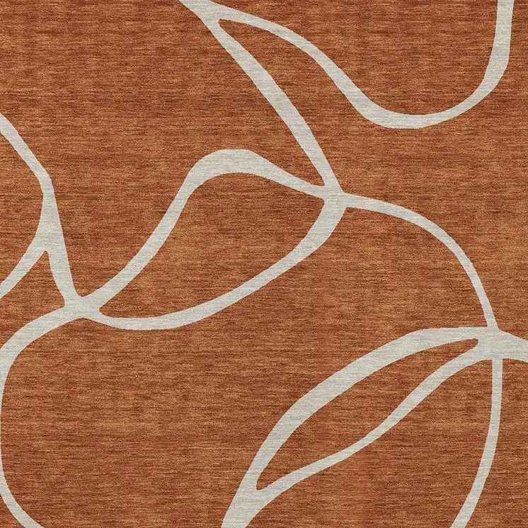 3' X 5' Copper And Ivory Abstract Washable Indoor Outdoor Area Rug