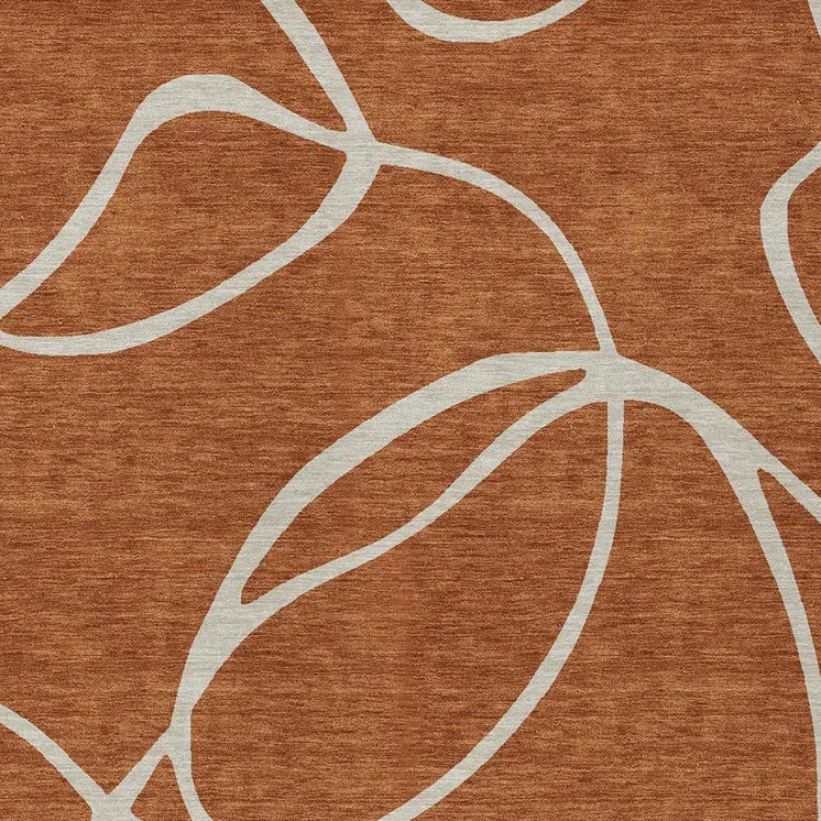 8' X 10' Copper And Ivory Abstract Washable Indoor Outdoor Area Rug