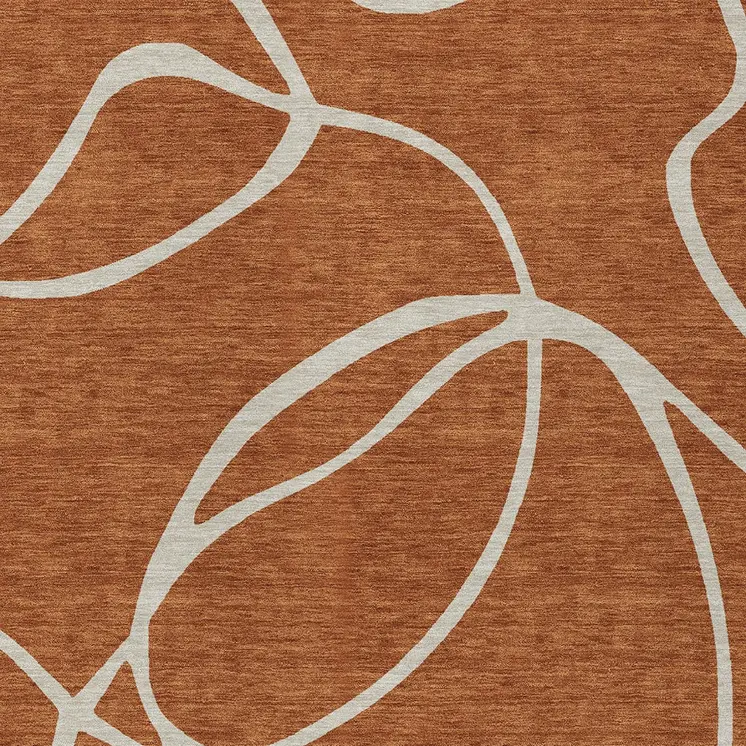 9' X 12' Copper And Ivory Abstract Washable Indoor Outdoor Area Rug
