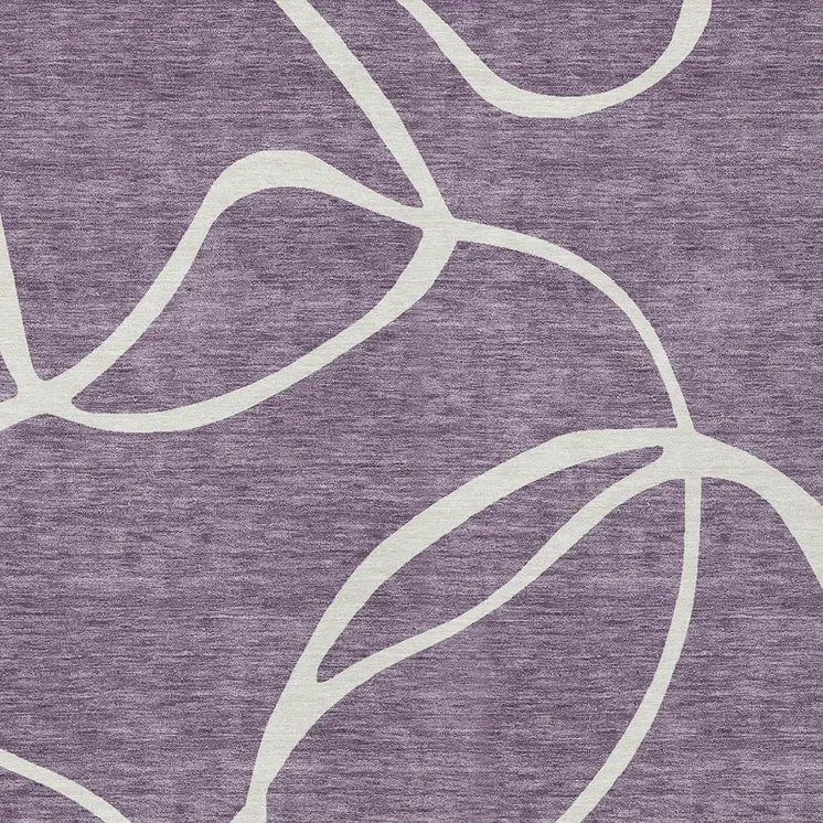 3' X 5' Purple And Ivory Abstract Washable Indoor Outdoor Area Rug