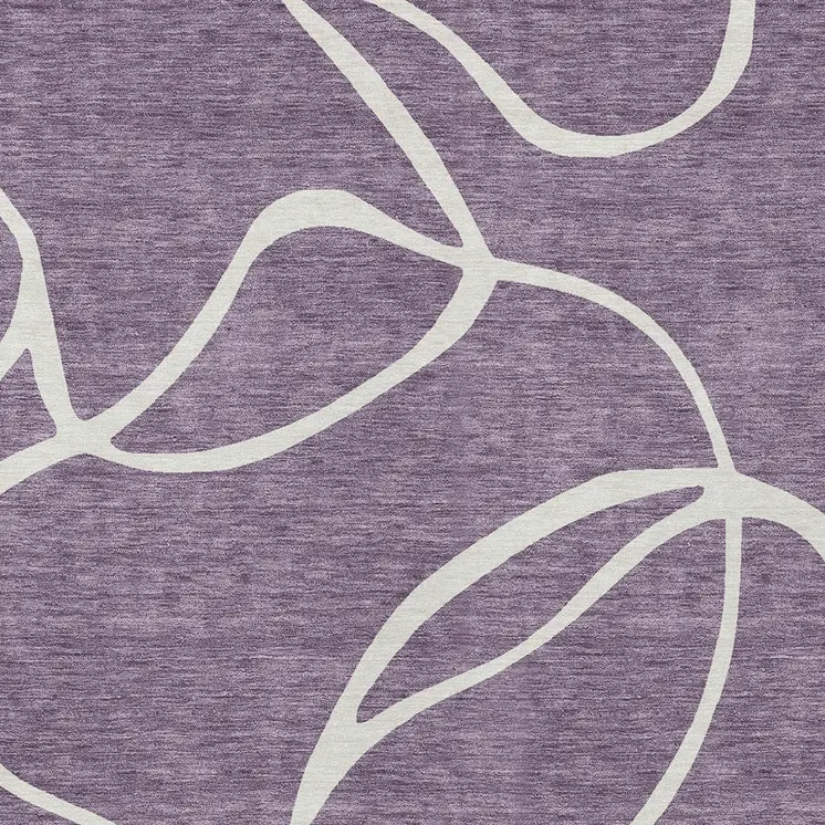 5' X 8' Purple And Ivory Abstract Washable Indoor Outdoor Area Rug