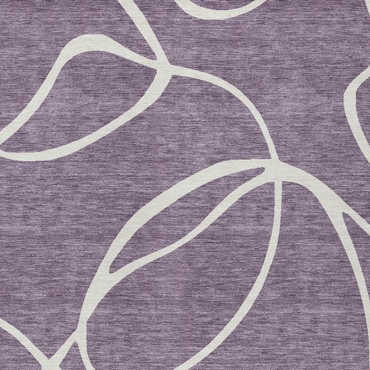 8' X 10' Purple And Ivory Abstract Washable Indoor Outdoor Area Rug