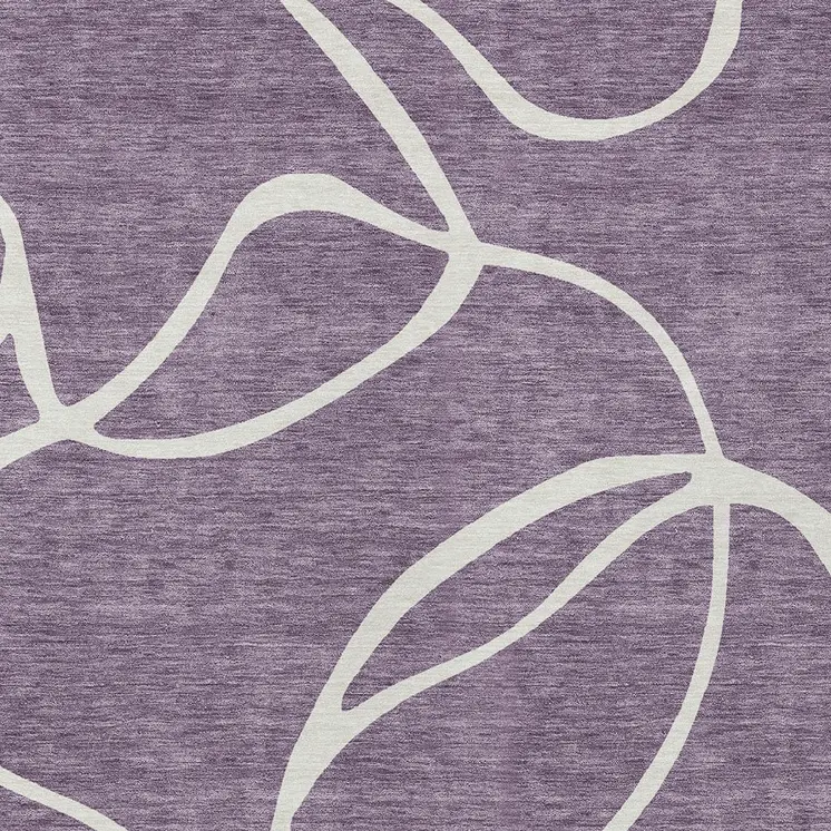 10' X 14' Purple And Ivory Abstract Washable Indoor Outdoor Area Rug