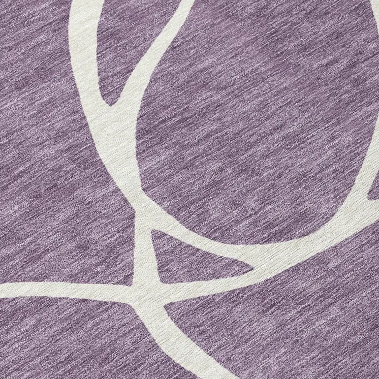 10' X 14' Purple And Ivory Abstract Washable Indoor Outdoor Area Rug