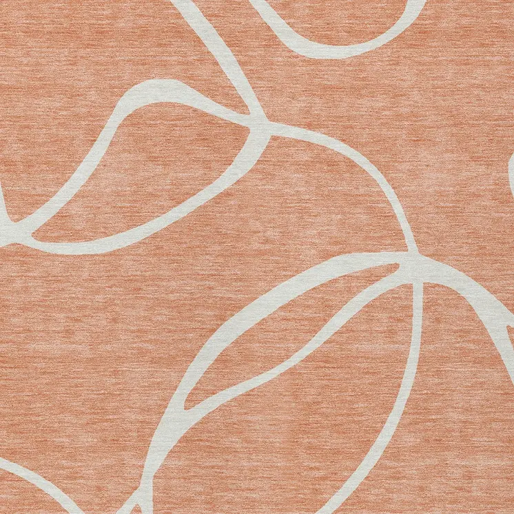 3' X 5' Salmon And Ivory Abstract Washable Indoor Outdoor Area Rug