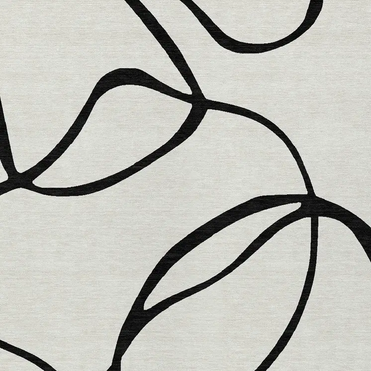 5' X 8' White And Black Abstract Washable Indoor Outdoor Area Rug