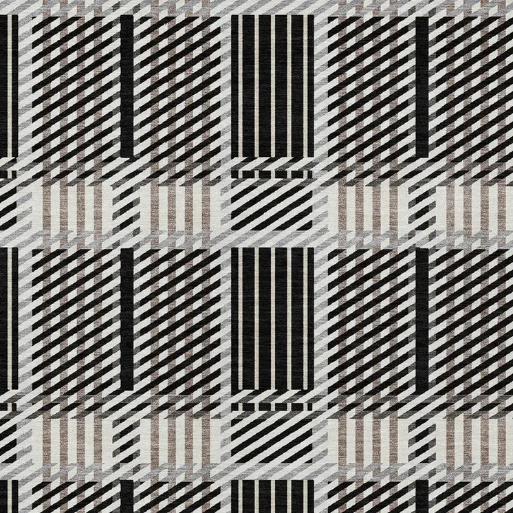 8' X 10' Black Gray And Brown Plaid Washable Indoor Outdoor Area Rug