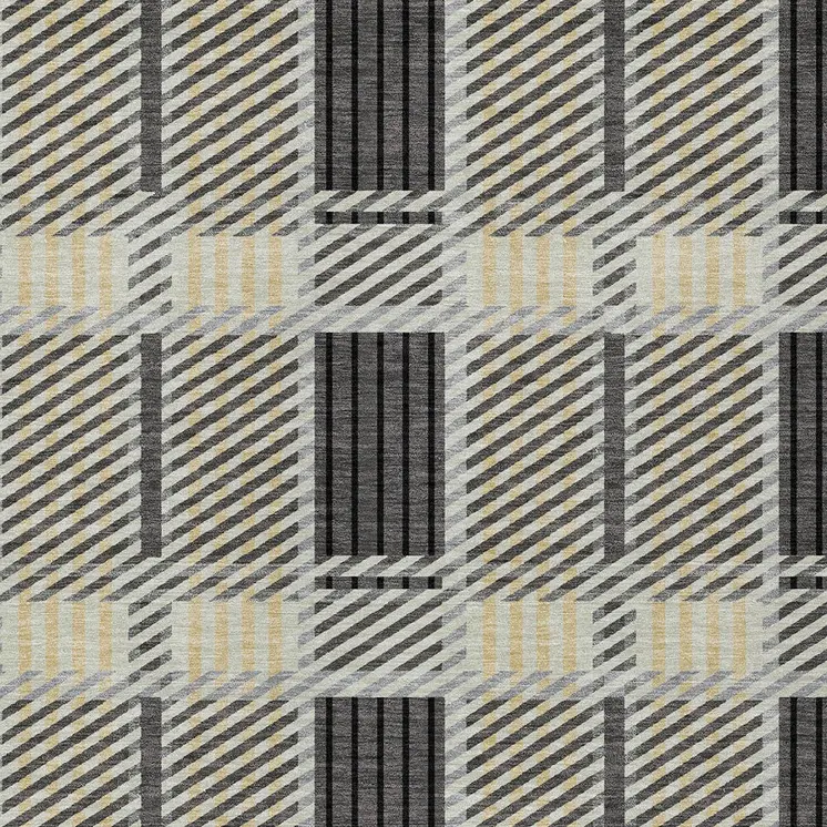 8' X 10' Gray Charcoal And Black Plaid Washable Indoor Outdoor Area Rug