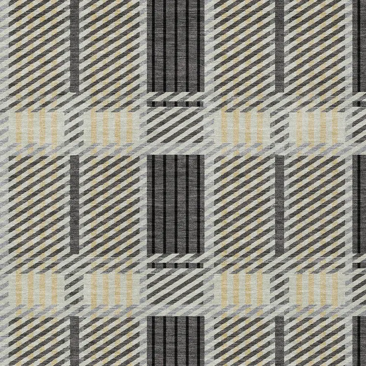 10' X 14' Gray Charcoal And Black Plaid Washable Indoor Outdoor Area Rug