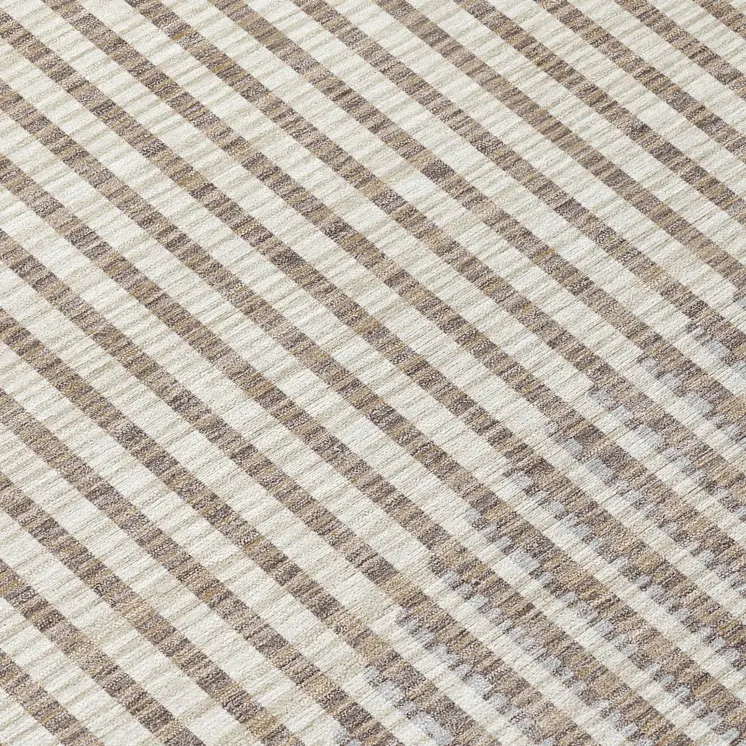 3' X 5' Beige And Ivory Geometric Washable Indoor Outdoor Area Rug