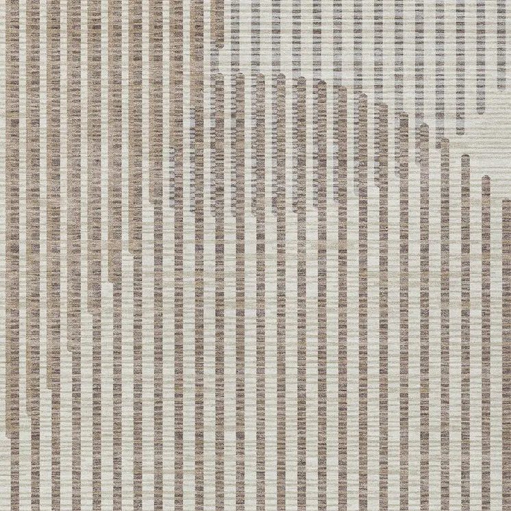 9' X 12' Beige And Ivory Geometric Washable Indoor Outdoor Area Rug