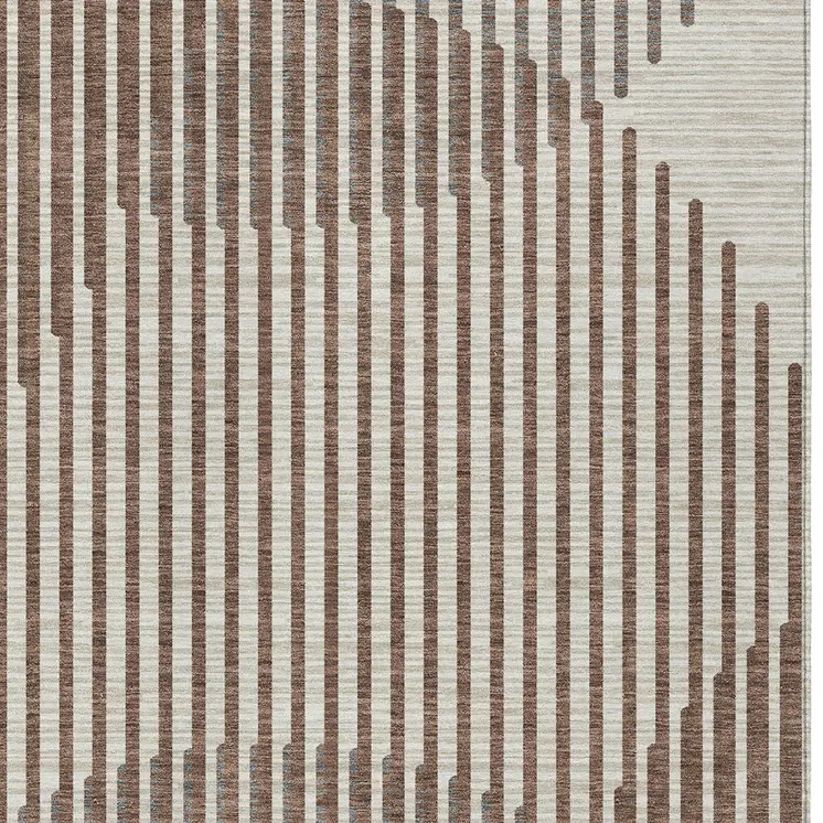 8' X 10' Brown And Beige Geometric Washable Indoor Outdoor Area Rug