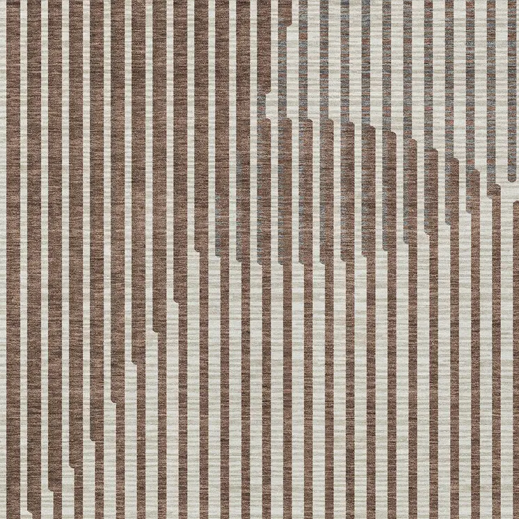 10' X 14' Brown And Beige Geometric Washable Indoor Outdoor Area Rug