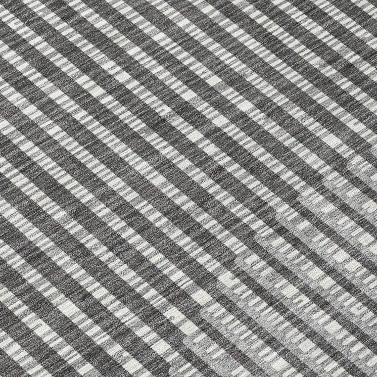 8' X 10' Charcoal And Ivory Geometric Washable Indoor Outdoor Area Rug