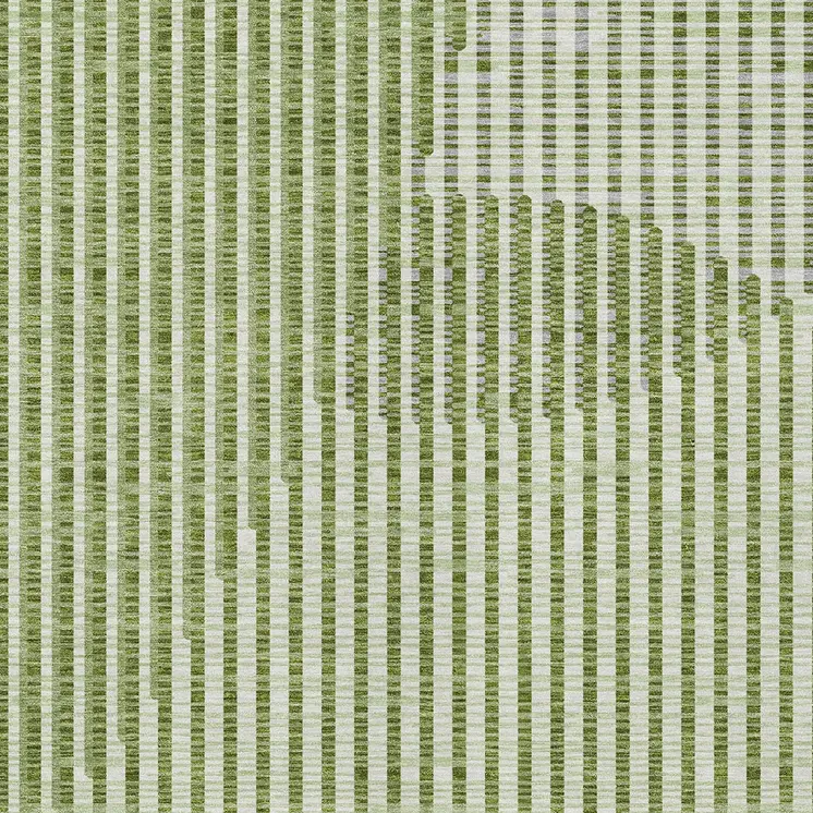 3' X 5' Green And Ivory Geometric Washable Indoor Outdoor Area Rug