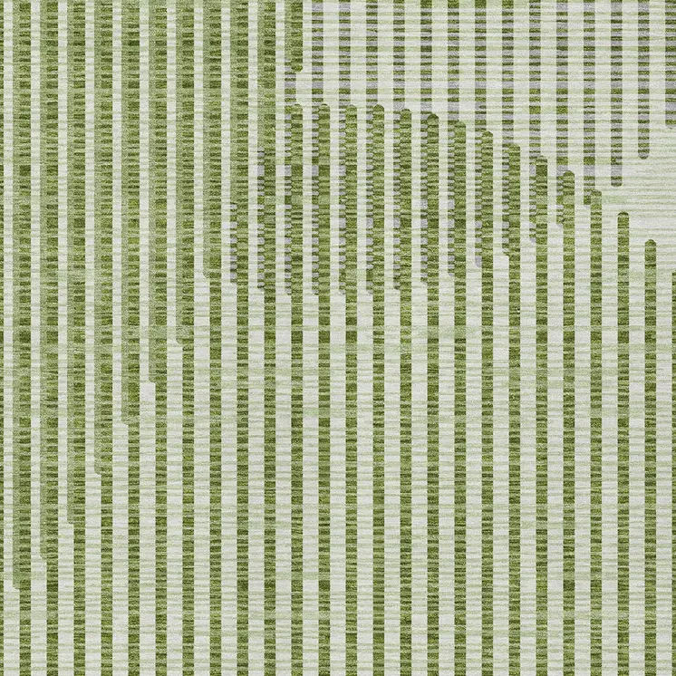 8' X 10' Green And Ivory Geometric Washable Indoor Outdoor Area Rug