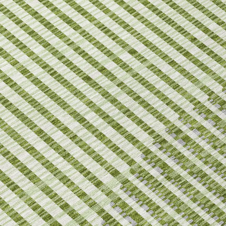 8' X 10' Green And Ivory Geometric Washable Indoor Outdoor Area Rug