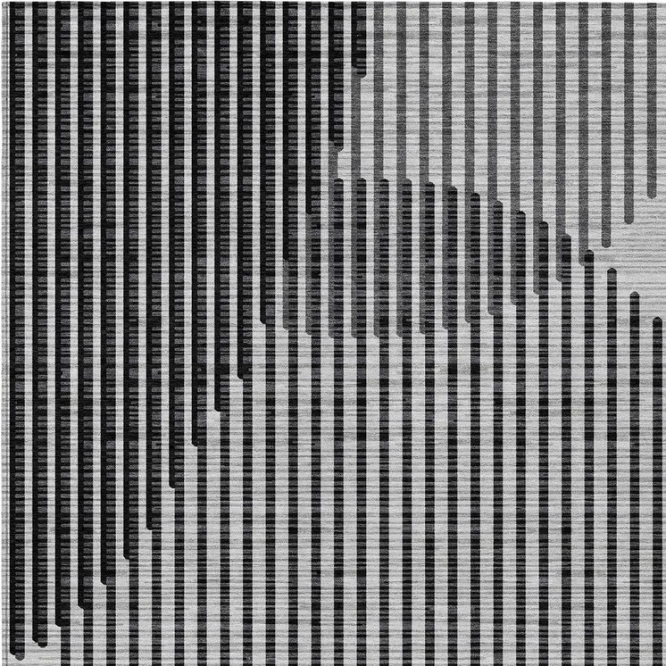 3' X 5' Gray And Black Geometric Washable Indoor Outdoor Area Rug