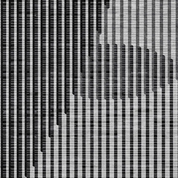 9' X 12' Gray And Black Geometric Washable Indoor Outdoor Area Rug