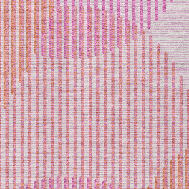 3' X 5' Pink Copper And Ivory Geometric Washable Indoor Outdoor Area Rug