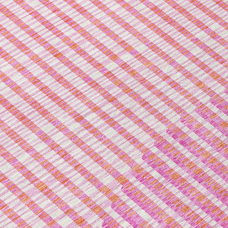 8' X 10' Pink Copper And Ivory Geometric Washable Indoor Outdoor Area Rug
