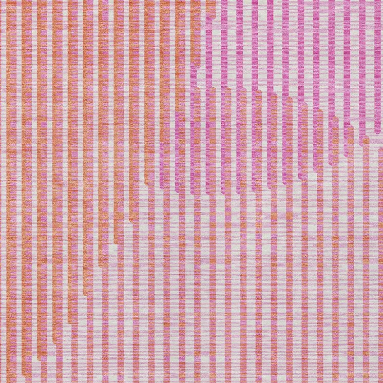 10' X 14' Pink Copper And Ivory Geometric Washable Indoor Outdoor Area Rug