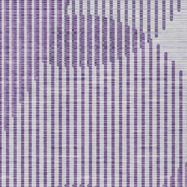 5' X 8' Purple Gray And Ivory Geometric Washable Indoor Outdoor Area Rug