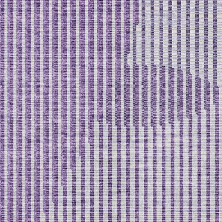 8' X 10' Purple Gray And Ivory Geometric Washable Indoor Outdoor Area Rug