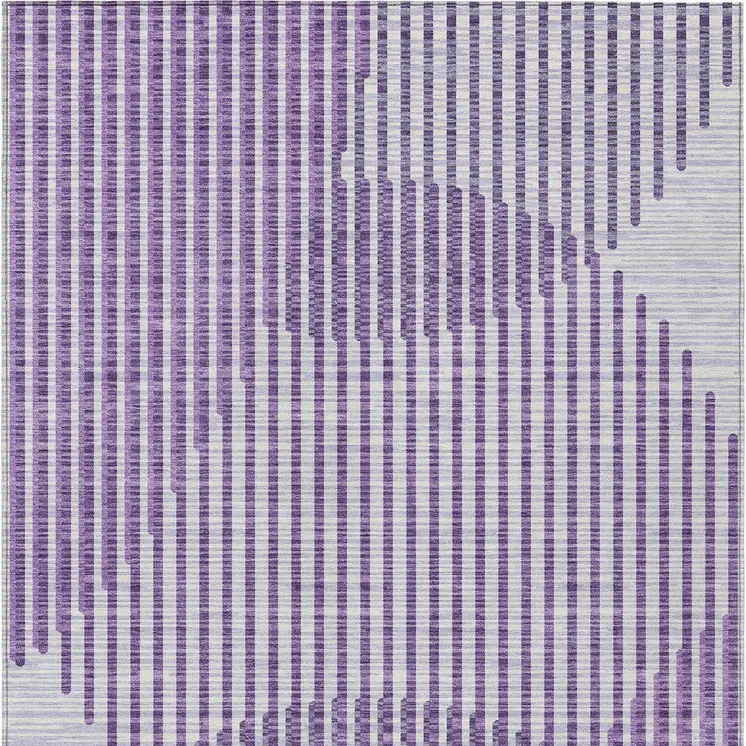 10' X 14' Purple Gray And Ivory Geometric Washable Indoor Outdoor Area Rug