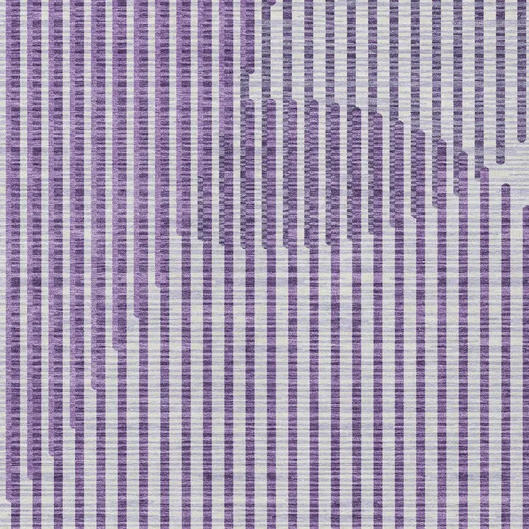 10' X 14' Purple Gray And Ivory Geometric Washable Indoor Outdoor Area Rug