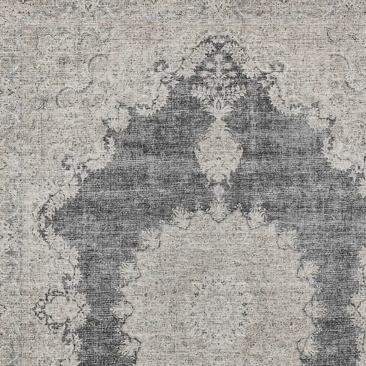 3' X 5' Black And Ivory Oriental Washable Indoor Outdoor Area Rug