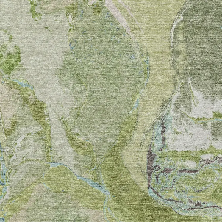 10' X 14' Green Blue And Gray Abstract Washable Indoor Outdoor Area Rug