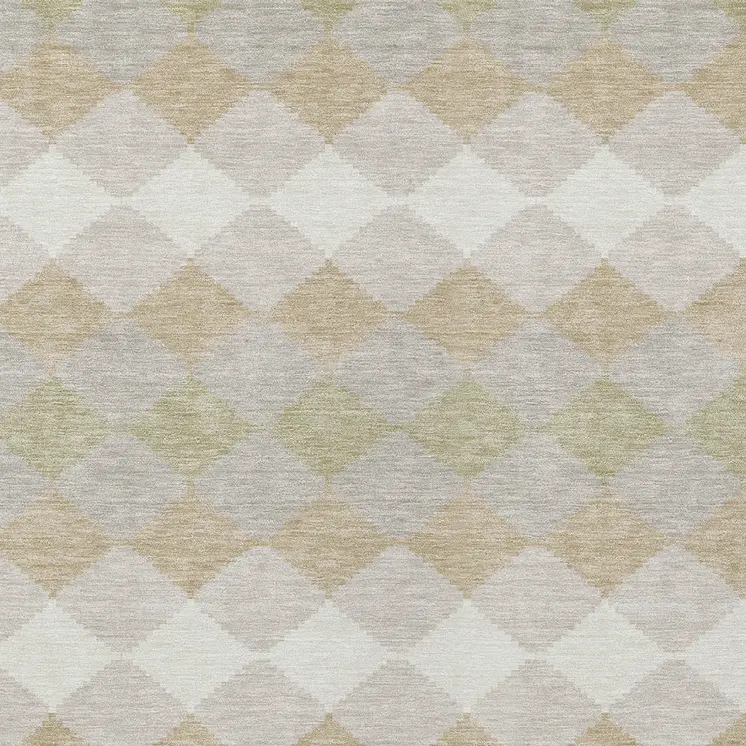 5' X 8' Beige Ivory And Gray Geometric Washable Indoor Outdoor Area Rug