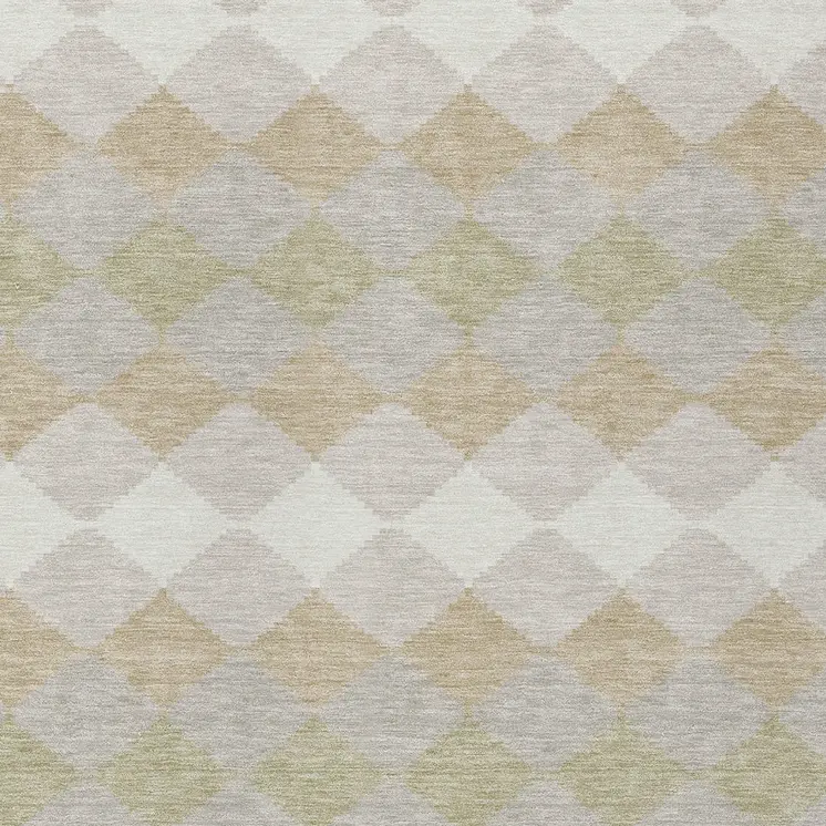 10' X 14' Beige Ivory And Gray Geometric Washable Indoor Outdoor Area Rug