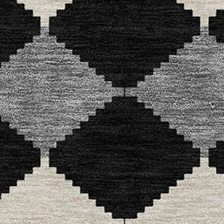 5' X 8' Black Ivory And Beige Geometric Washable Indoor Outdoor Area Rug