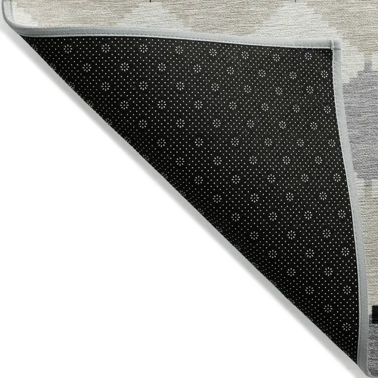 9' X 12' Black Ivory And Beige Geometric Washable Indoor Outdoor Area Rug