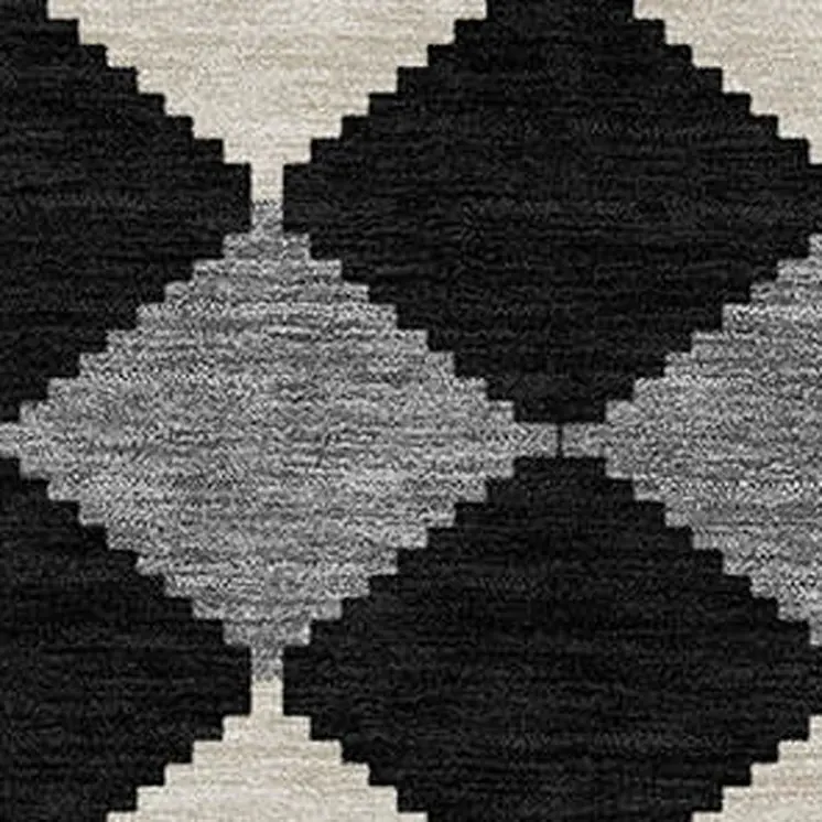 9' X 12' Black Ivory And Beige Geometric Washable Indoor Outdoor Area Rug