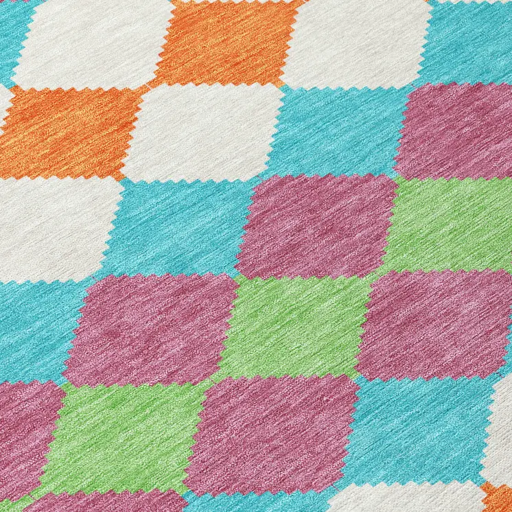 8' X 10' Blush Blue And Copper Geometric Washable Indoor Outdoor Area Rug