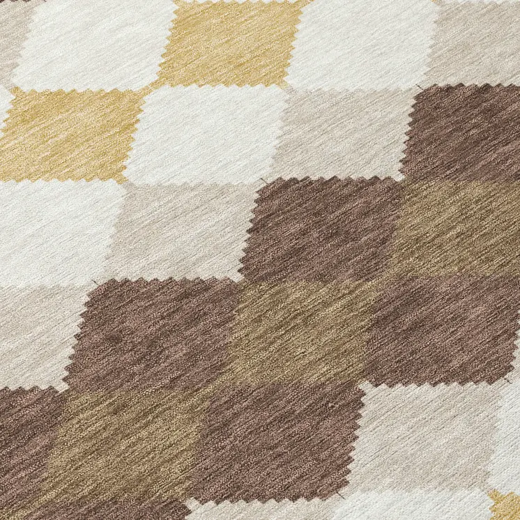 5' X 8' Brown Beige And Ivory Geometric Washable Indoor Outdoor Area Rug