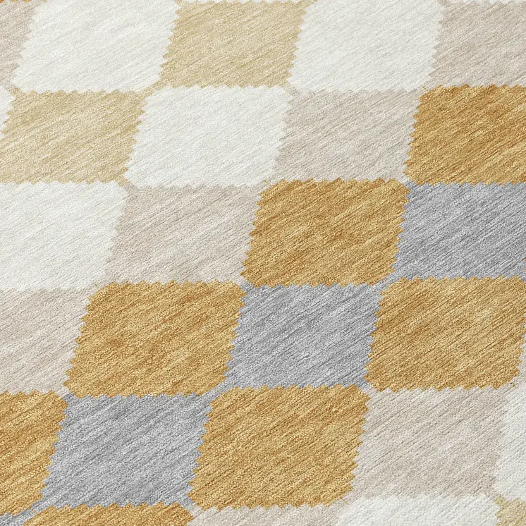 9' X 12' Gold Copper And Ivory Geometric Washable Indoor Outdoor Area Rug