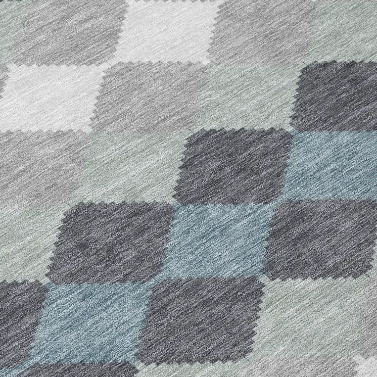 8' Gray Black And Green Round Geometric Washable Indoor Outdoor Area Rug