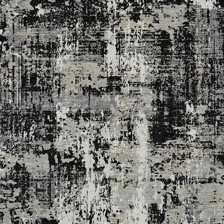 3' X 5' Black And Gray Abstract Washable Indoor Outdoor Area Rug
