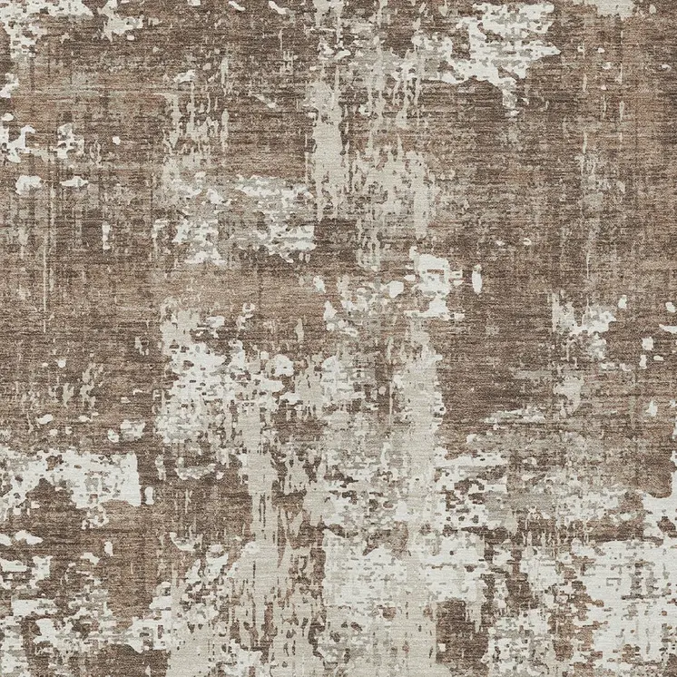 3' X 5' Brown And Beige Abstract Washable Indoor Outdoor Area Rug