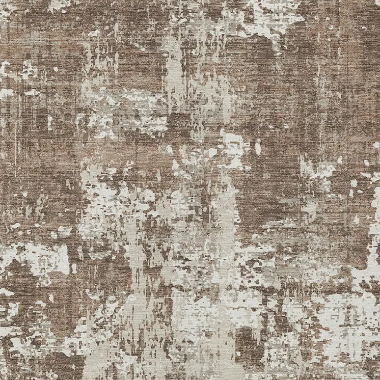 8' X 10' Brown And Beige Abstract Washable Indoor Outdoor Area Rug