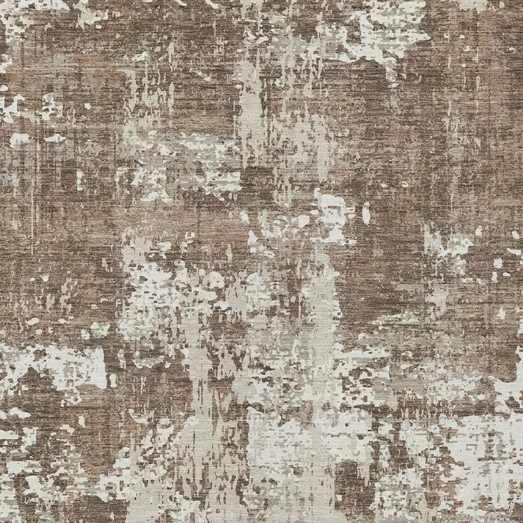 9' X 12' Brown And Beige Abstract Washable Indoor Outdoor Area Rug