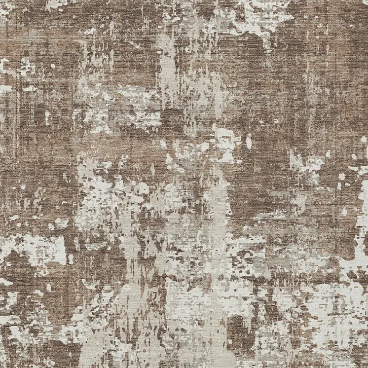10' X 14' Brown And Beige Abstract Washable Indoor Outdoor Area Rug